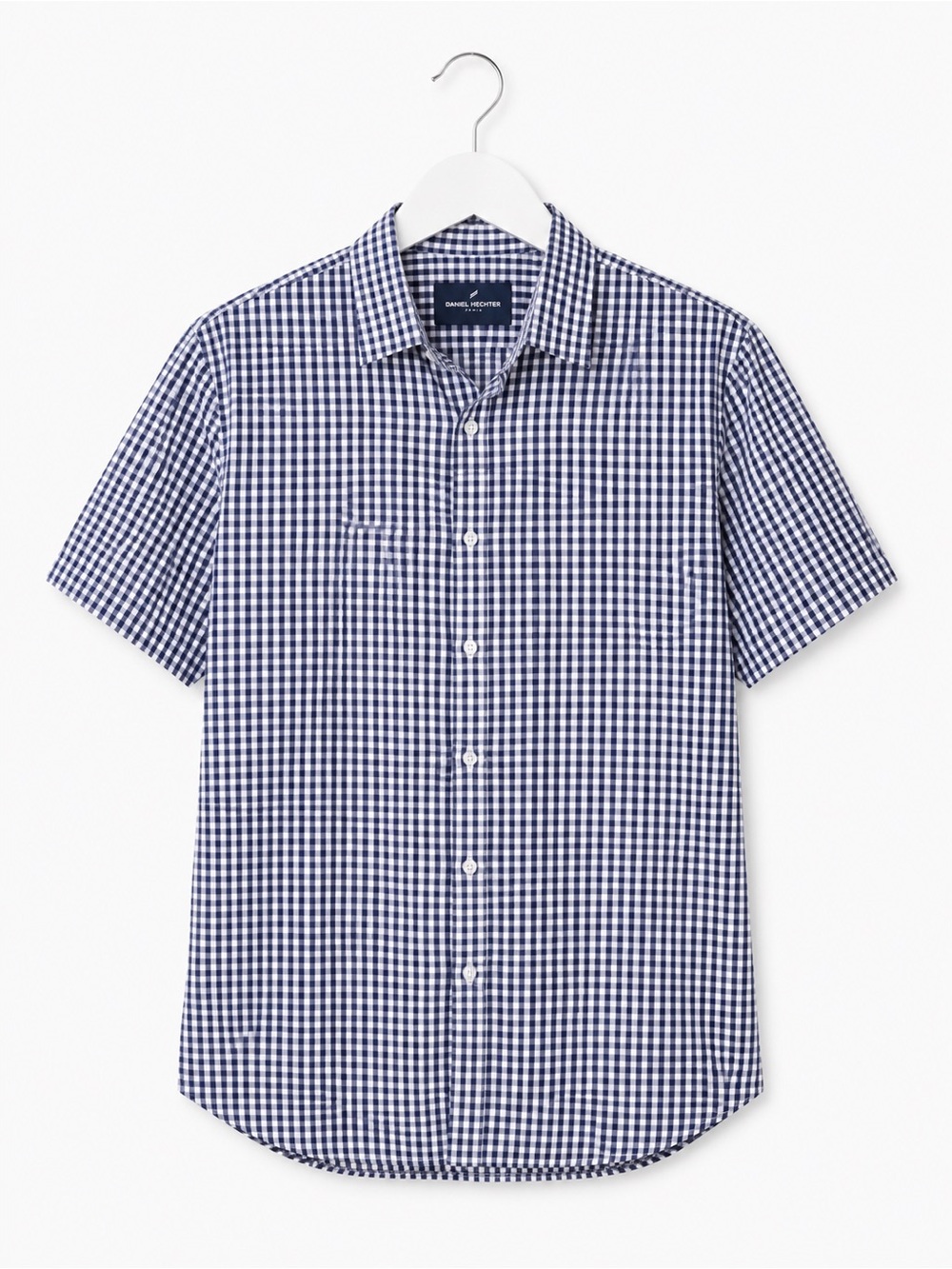Daniel Hechter Paris Navy Gingham Short Sleeve Button-Down Shirt Men’s Small